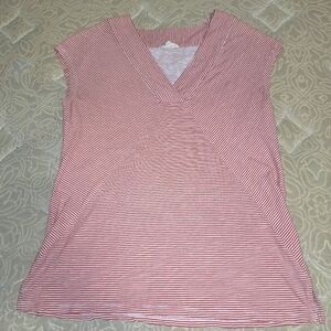 June and Delancey red and white striped sleeveless tunic top/blouse.